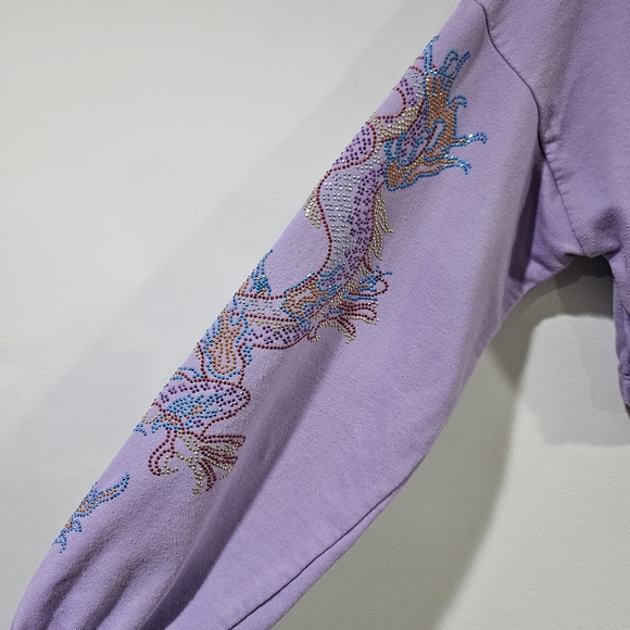 Bershka Lavender Dragon Embellished Women's Cropped Sweatshirt Size XS - Picture 4 of 5